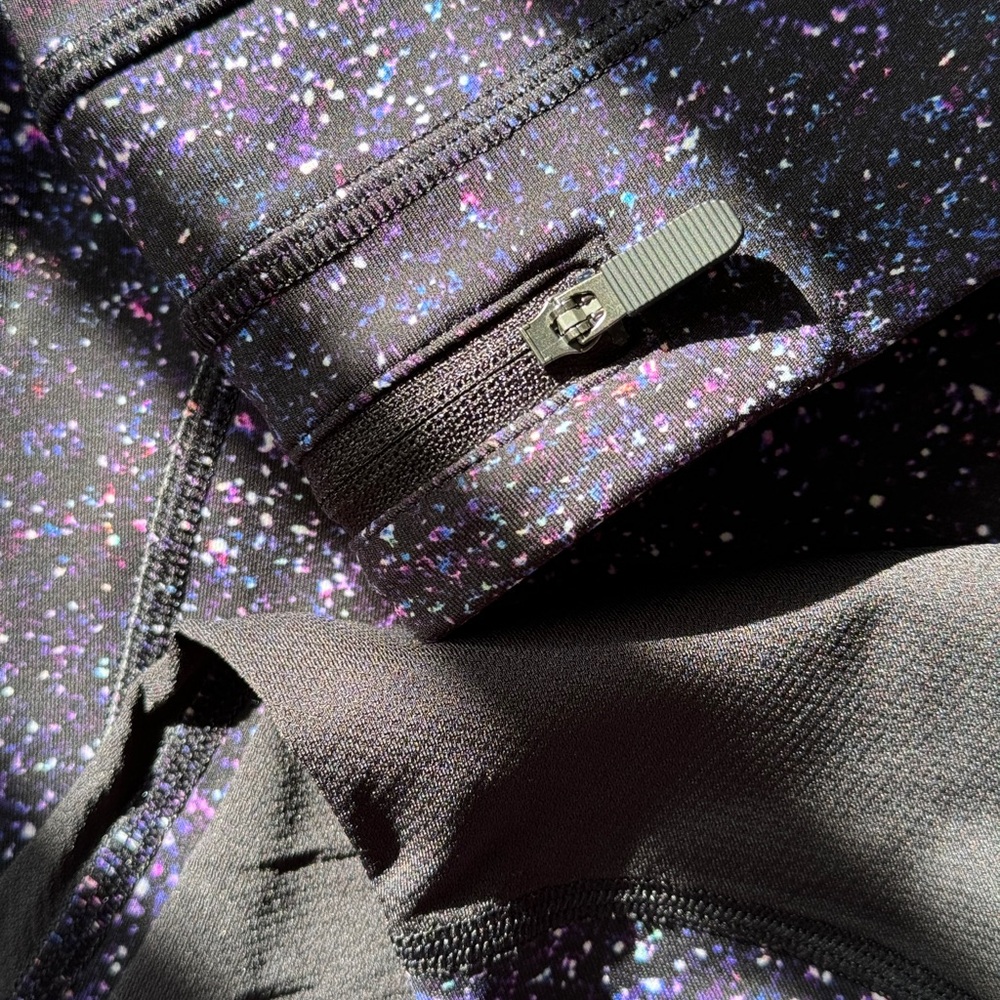 Black and Purple Speckled Cosmic Activewear Leggings